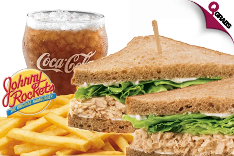 For QR28, Bite into The Streamliner Burger + American Fries + Soft Drink OR for QR30 Crunch away on a Tuna Salad Sandwich + American Fries + Soft Drink (QR56/QR60 Value)